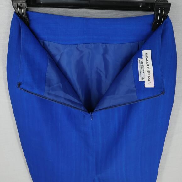 Eleanor P Brenner Skirt Womens 2 Blue Silk Back Zip Lined Career Vintage - Picture 10 of 10
